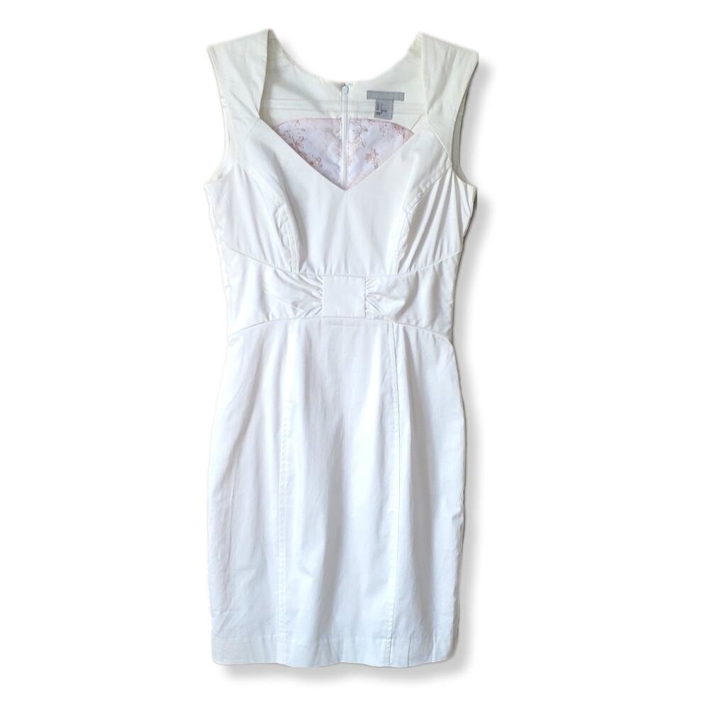 H&M Ivory Sleeveless Pencil Sheath Dress 2 Cocktail Career Party Minimalist NEW